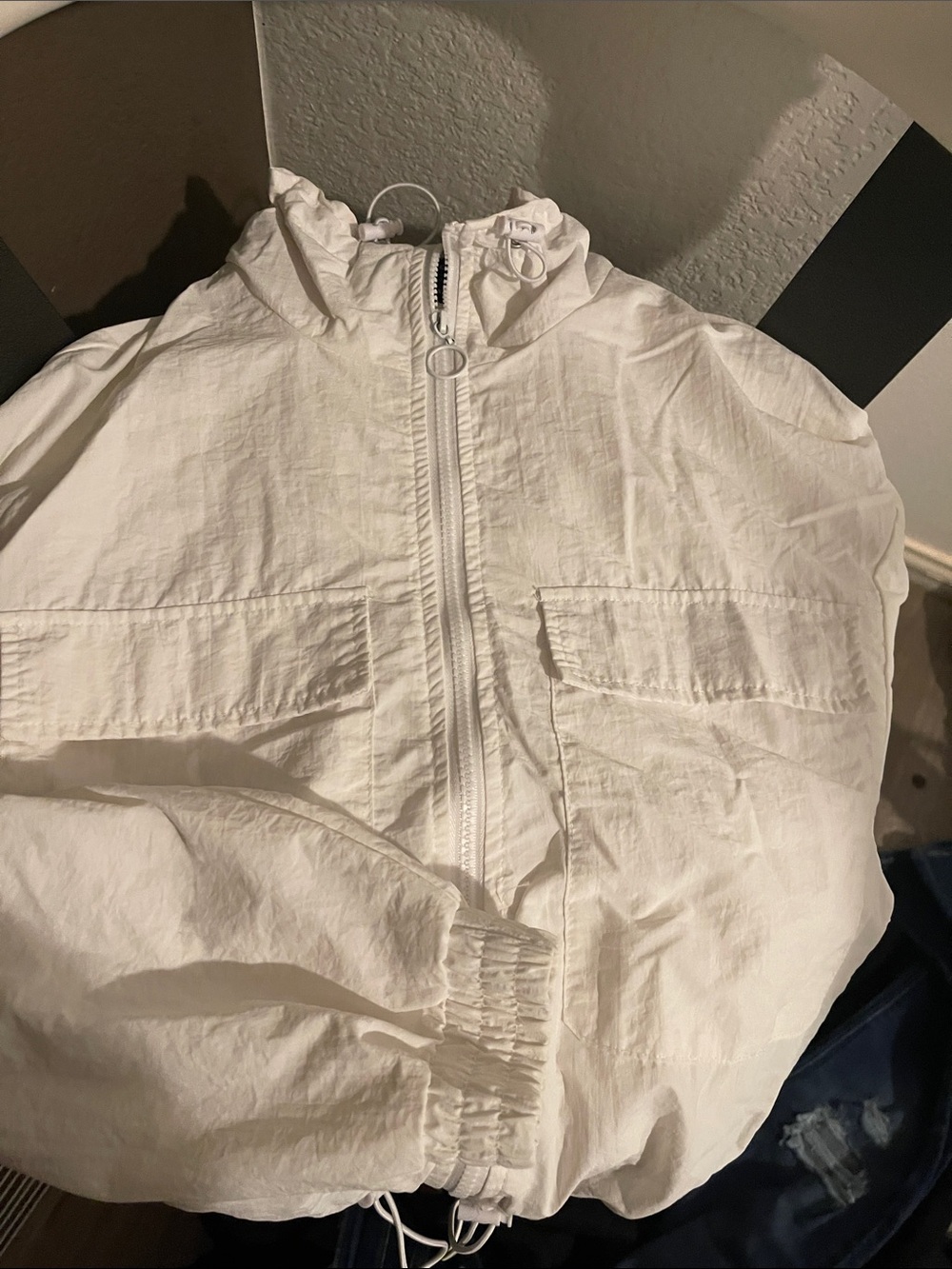 New Look White Lightweight Hooded Bomber Jacket